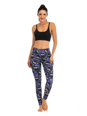 Cartoon Owl Print High Waist Leggings Skinny Stretchy Long Length