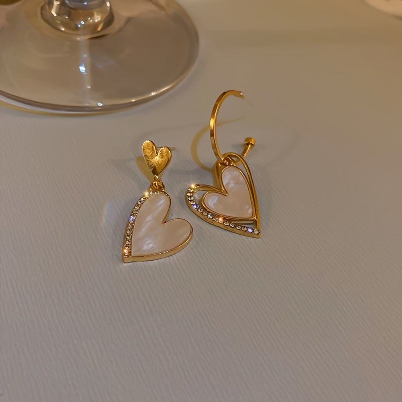 2pcs Girls Heart Asymmetrical Earrings Kids Accessories