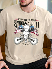 ''TRY THAT IN A SMALL TOWN'' Pattern Print Men's Short Sleeve Comfy T shirt