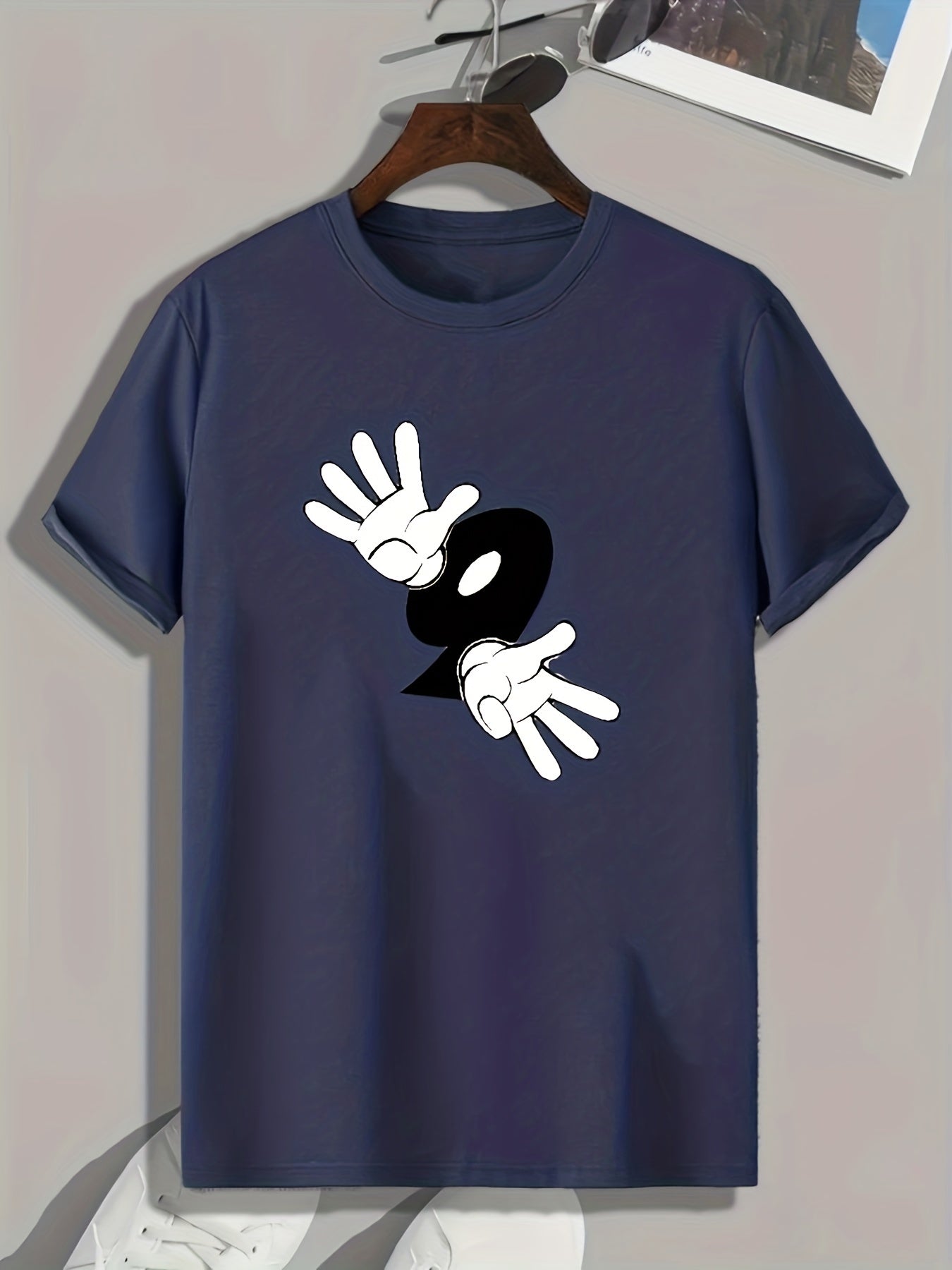 Cartoon Hands Print Men's Graphic Tee for Summer