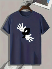 Cartoon Hands Print Men's Graphic Tee for Summer