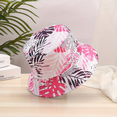Leaf Print Bucket Hat Double Sided Outdoor Sunscreen Basin Hat
