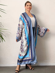 Boho Kimono Scarf Print Long Sleeve Maxi Kimono Cover Up