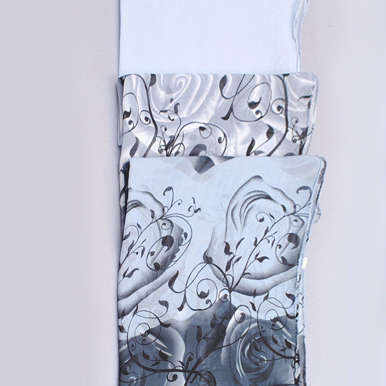 Gradient Rose Print Chiffon Scarf Sunscreen Shawl