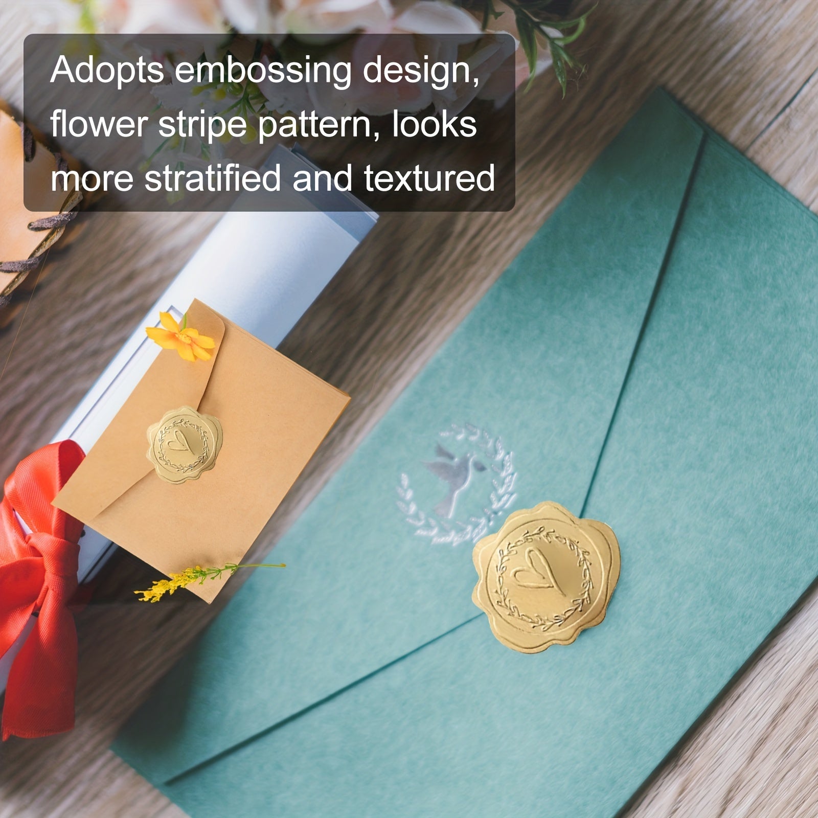 400 Vintage Embossed Wax Seal Stickers for Wedding Party