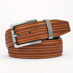 Men's PU Stripe Belt with Alloy Pin Buckle