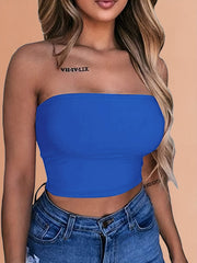 Off Shoulder Solid Tube Top Sexy Cropped Summer Sleeveless Top
