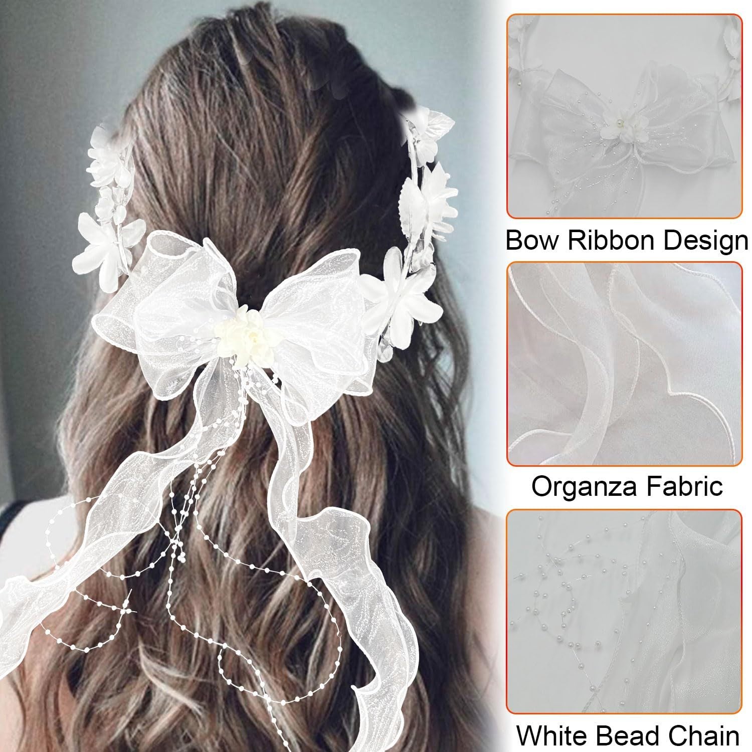 Communion Hair Wreath with Pearls And Flowers - First Communion Accessory