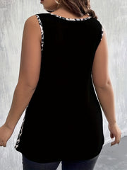 Colorblock Leopard Tank Top with Cut Out Strap