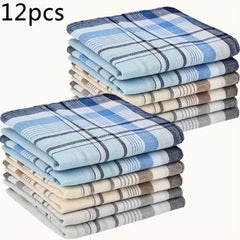 12pcs Pocket Square Hankies Lightweight Beige and Gray