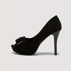 Women's Bowknot Stiletto Heels Peep Toe Pumps