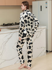 Cow Spot Print Pajama Set Long Sleeve Top & Pants