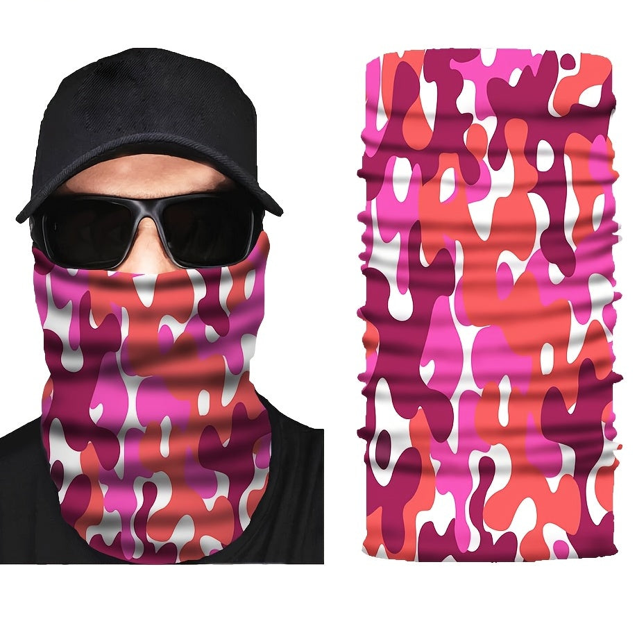 Red Pink Camo Face Gaiter Mask Neck Gaiter Sun Protection Dust Mask