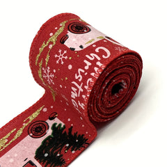 1pc 4 57 Meter Christmas Ribbon Wired Red Truck Burlap Ribbon