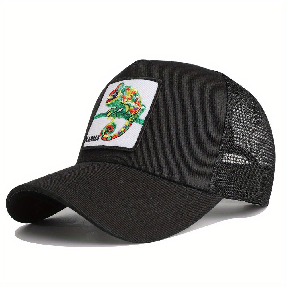 Lizard Embroidery Patch Baseball Cap Unisex Mesh Trucker Hat
