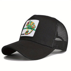 Lizard Embroidery Patch Baseball Cap Unisex Mesh Trucker Hat