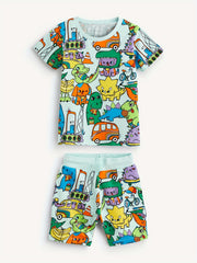 Toddler Boys Cartoon Tee Top Shorts Set Casual Outfit