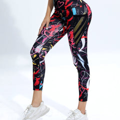 Printed Slimming Yoga Pants High Stretch Fitness Running Pants