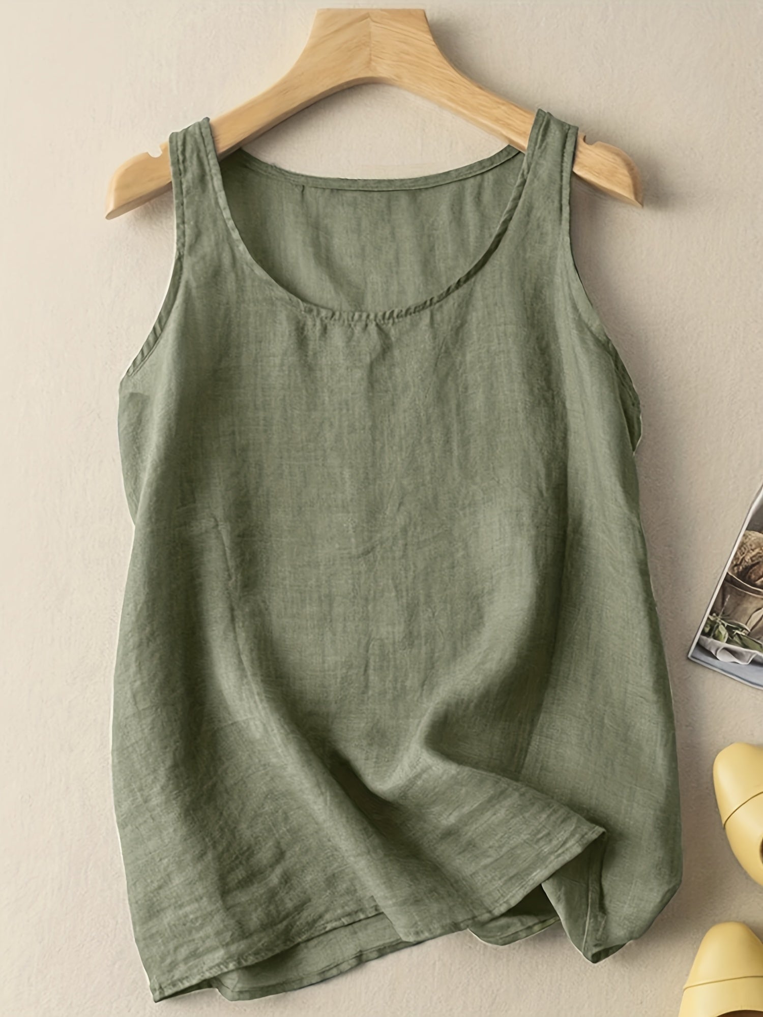 Plus Size Basic Tank Top Women's Plus Plain Round Neck Comfortable