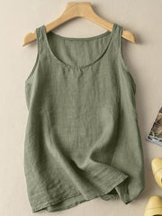 Plus Size Basic Tank Top Women's Plus Plain Round Neck Comfortable