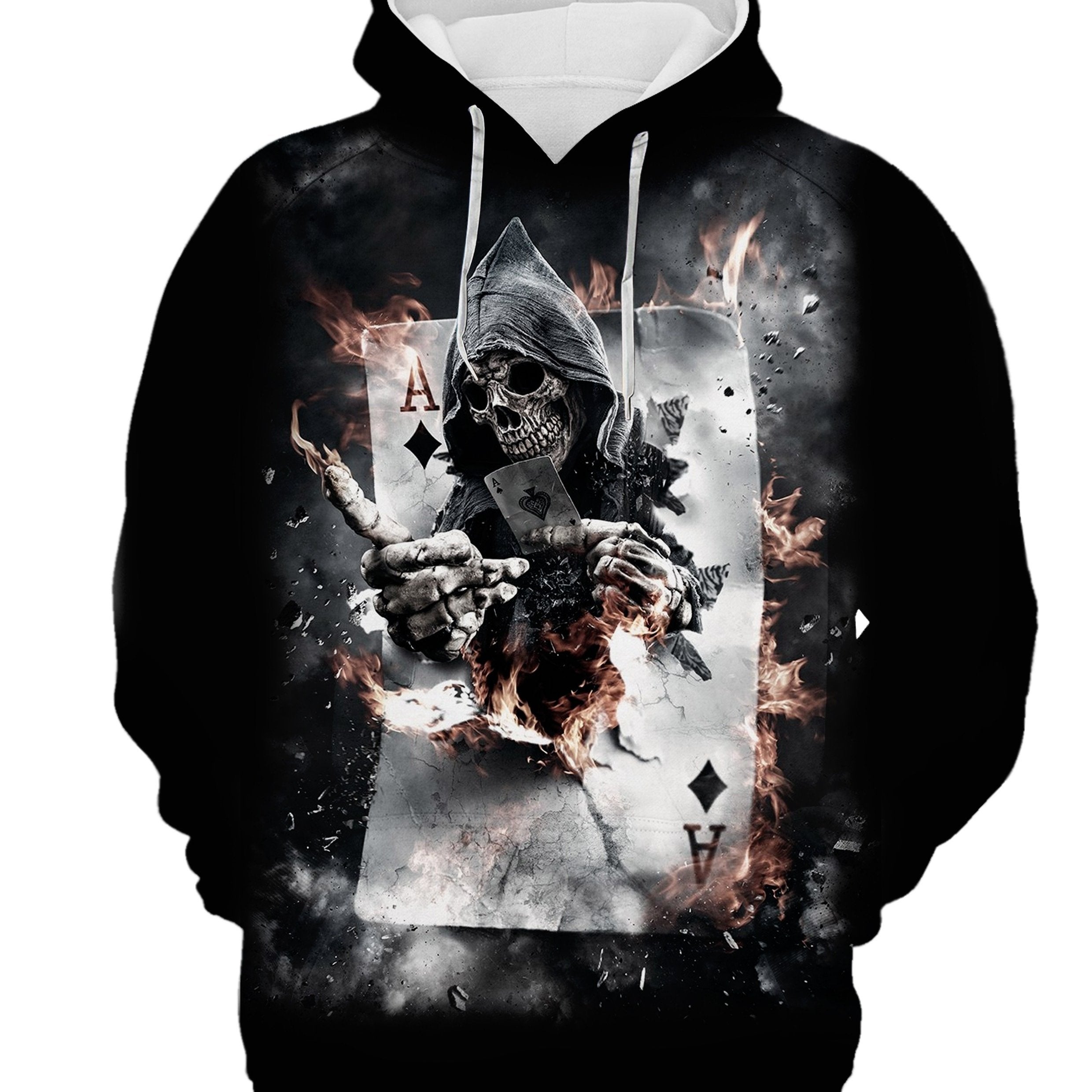 Men's Casual Skull Pattern Hoodie Hooded Sweatshirt