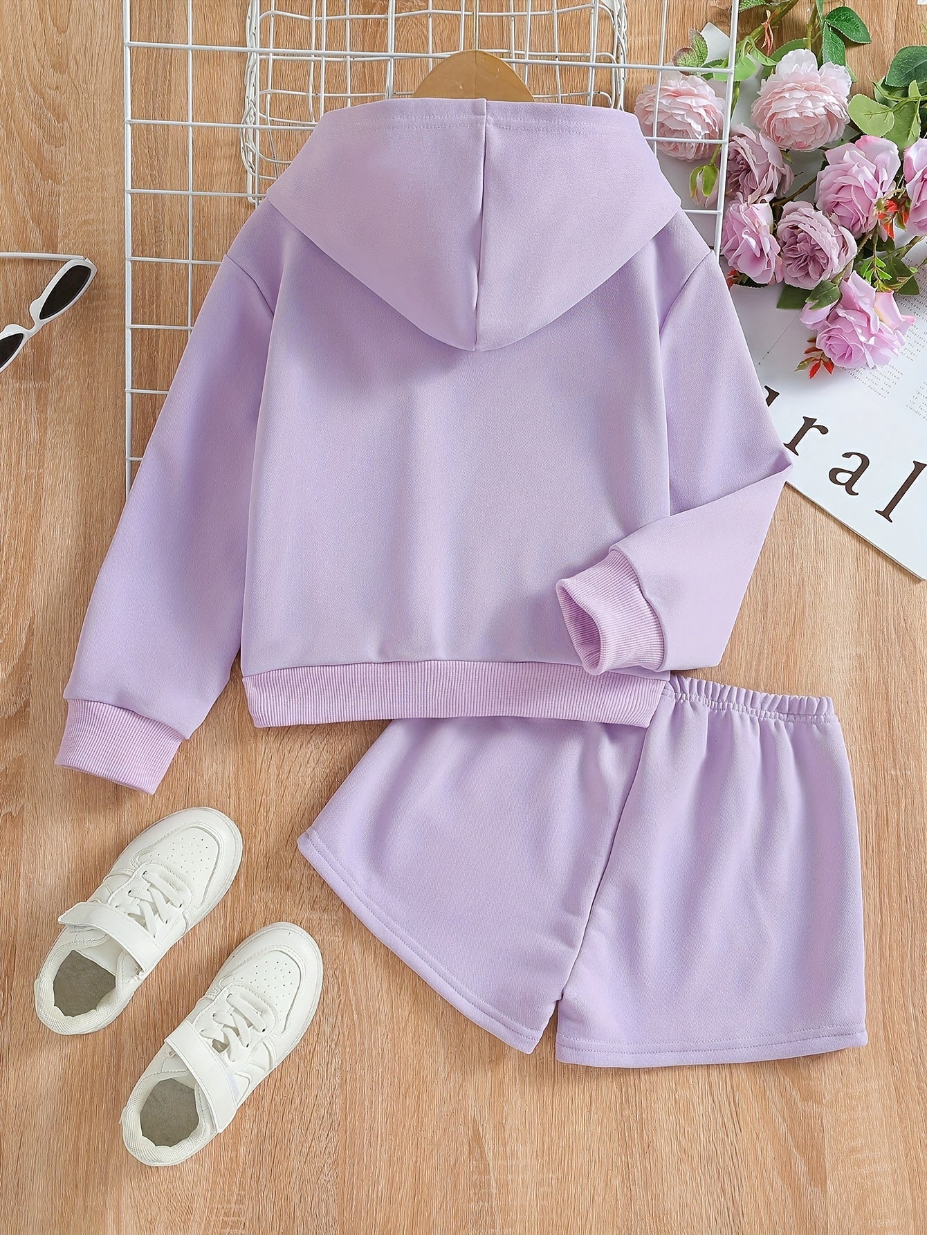 LOS ANGELES Jacquard Girl's Hoodie & Shorts Set