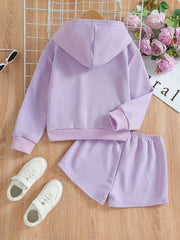 LOS ANGELES Jacquard Girl's Hoodie & Shorts Set