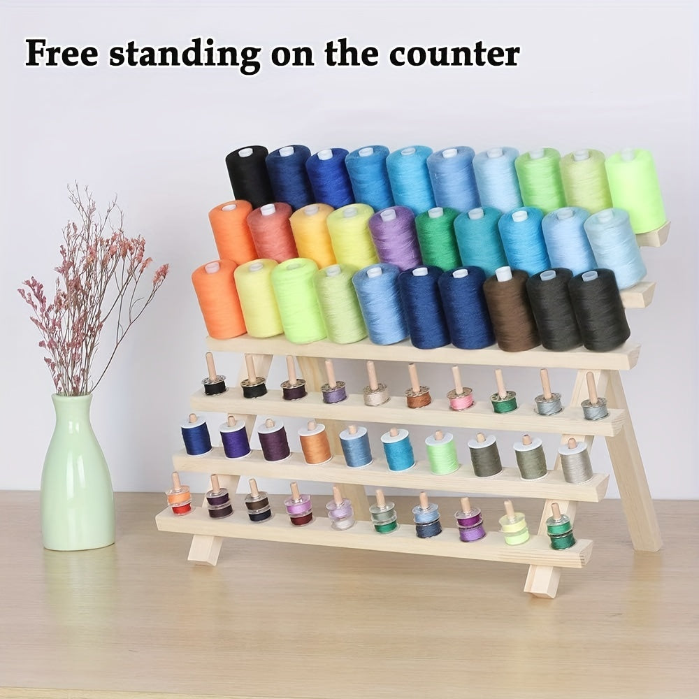 60 Spool Wooden Thread Holder Sewing Embroidery Rack Organizer