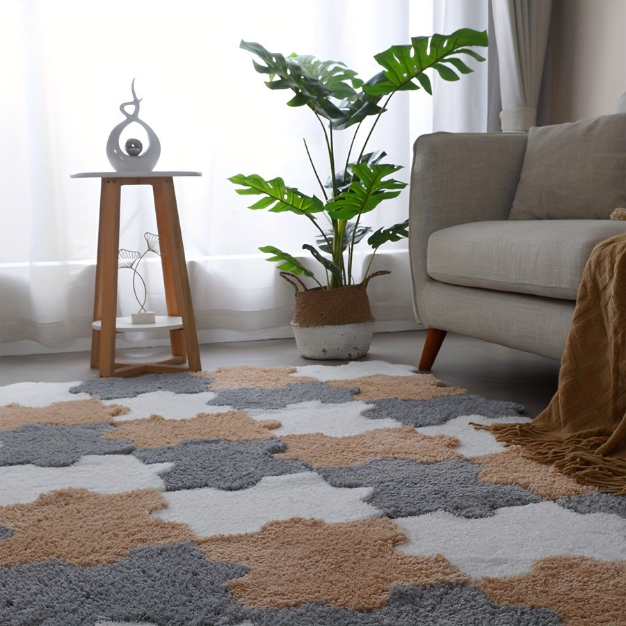 Thick Plush Shag Puzzle Floor Mat Bay Window Carpet Anti Slip Washable