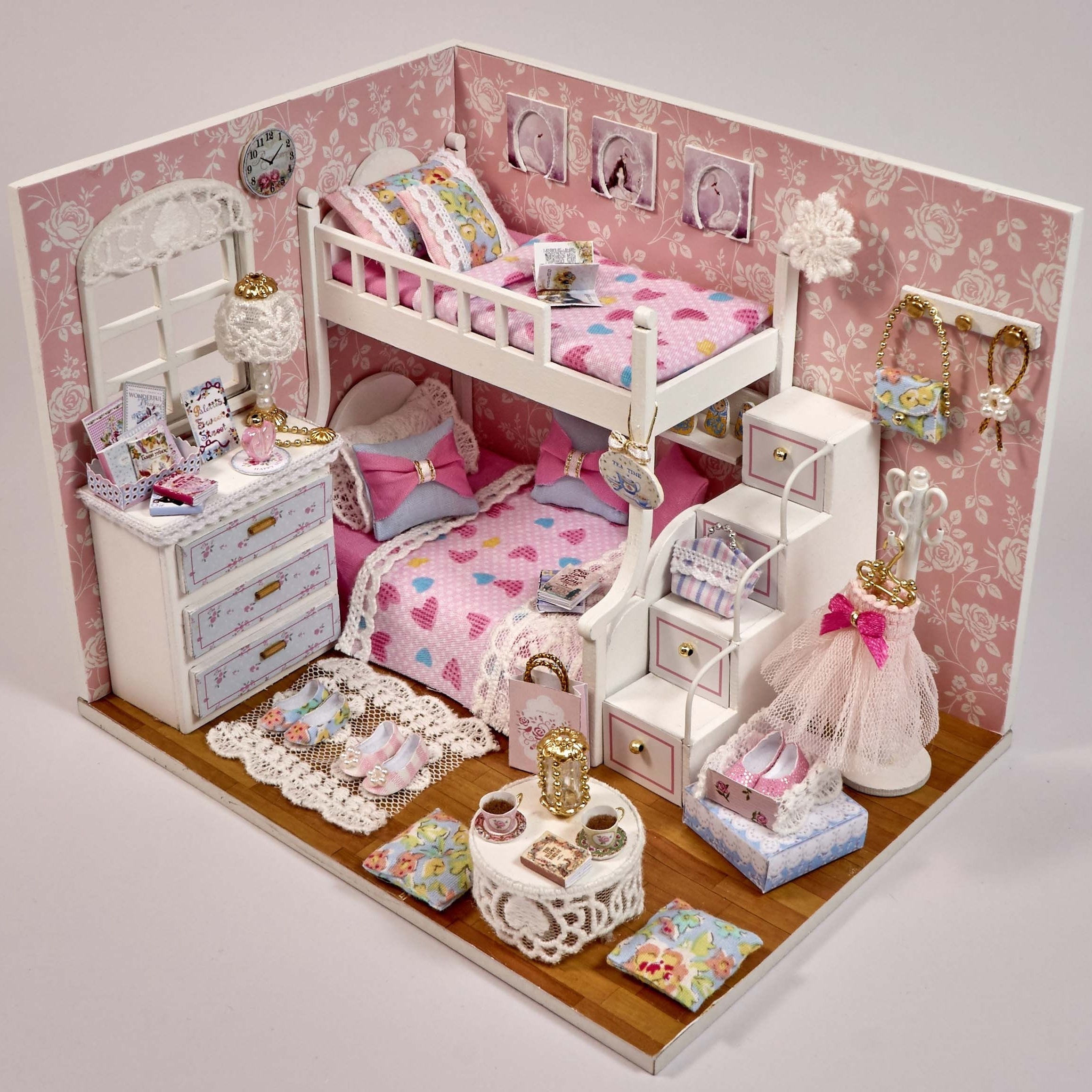 Girl Room Bedroom Decoration Home Accessories Assembly Puzzle Doll House Set
