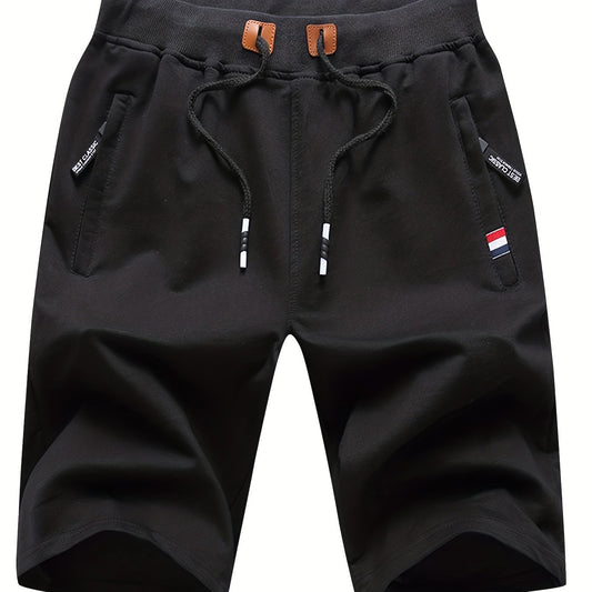 Men's Casual Solid Mid Stretch Elastic Waist Drawstring Shorts