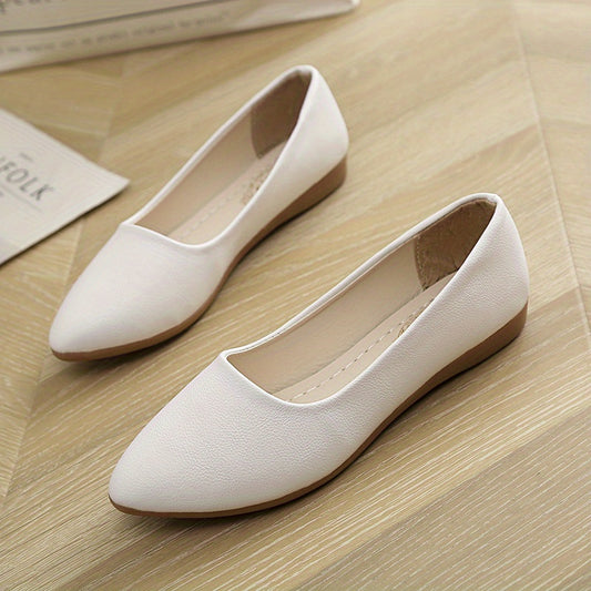 Women's Solid Flat Slip On Soft Shallow Mouth Shoes