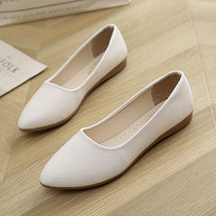 Women's Solid Flat Slip On Soft Shallow Mouth Shoes