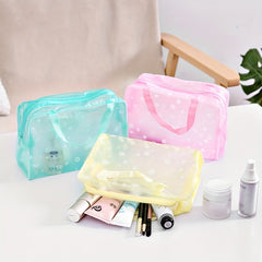 Floral Waterproof Makeup Bag with Handle - Bathroom Organizer