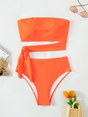 Cut Out Side Knot Bikini Set Women's Off Shoulder Swimsuit