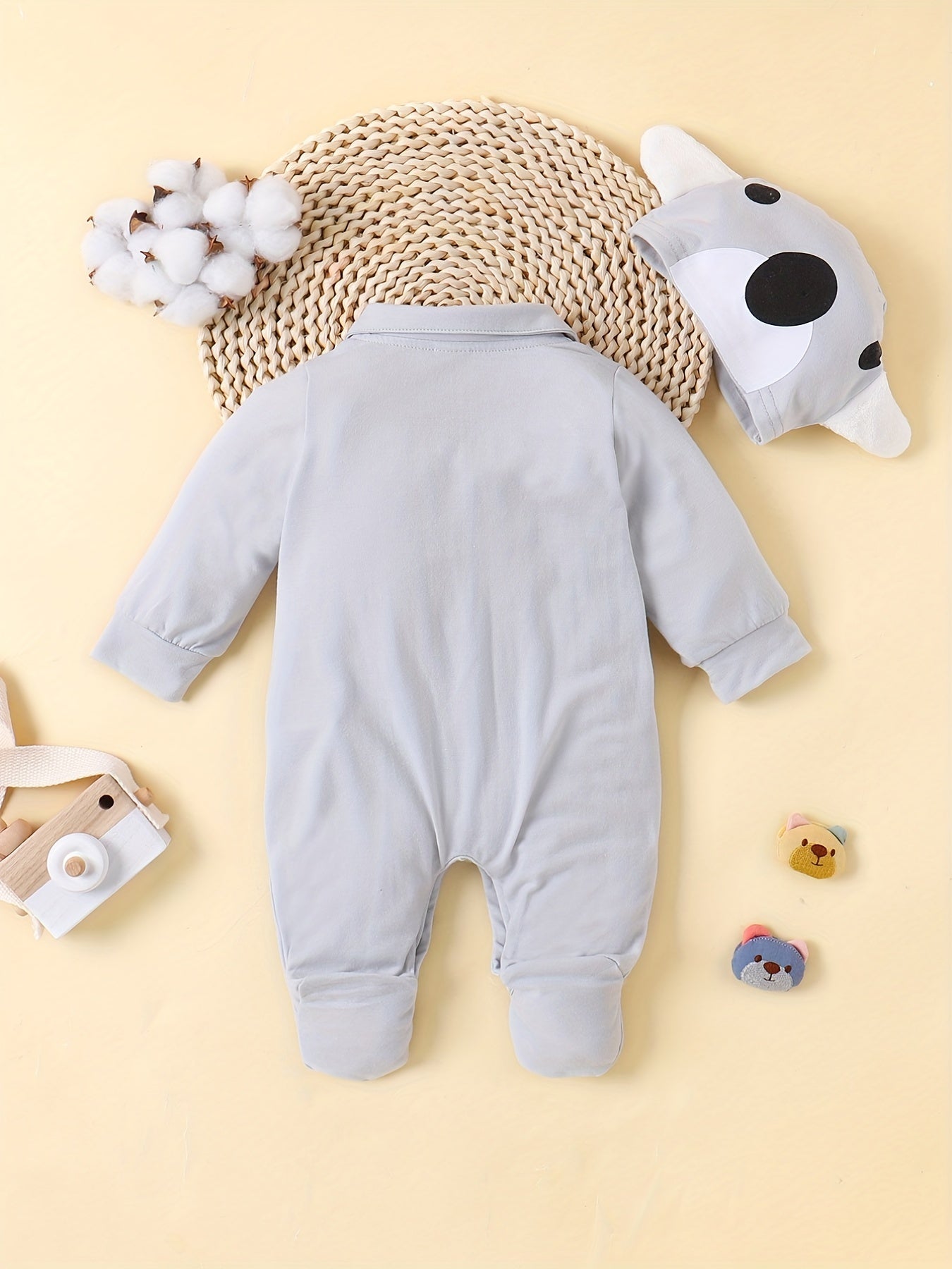 Baby Footed Bodysuit & Hat Animal Shape 2pc Set