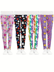 Girls Unicorn Crown And Stars Athletic Leggings