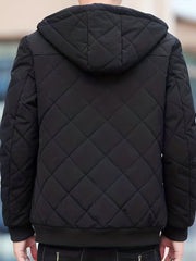 Men's Fleece Hooded Coat Zipper Pockets Jacket