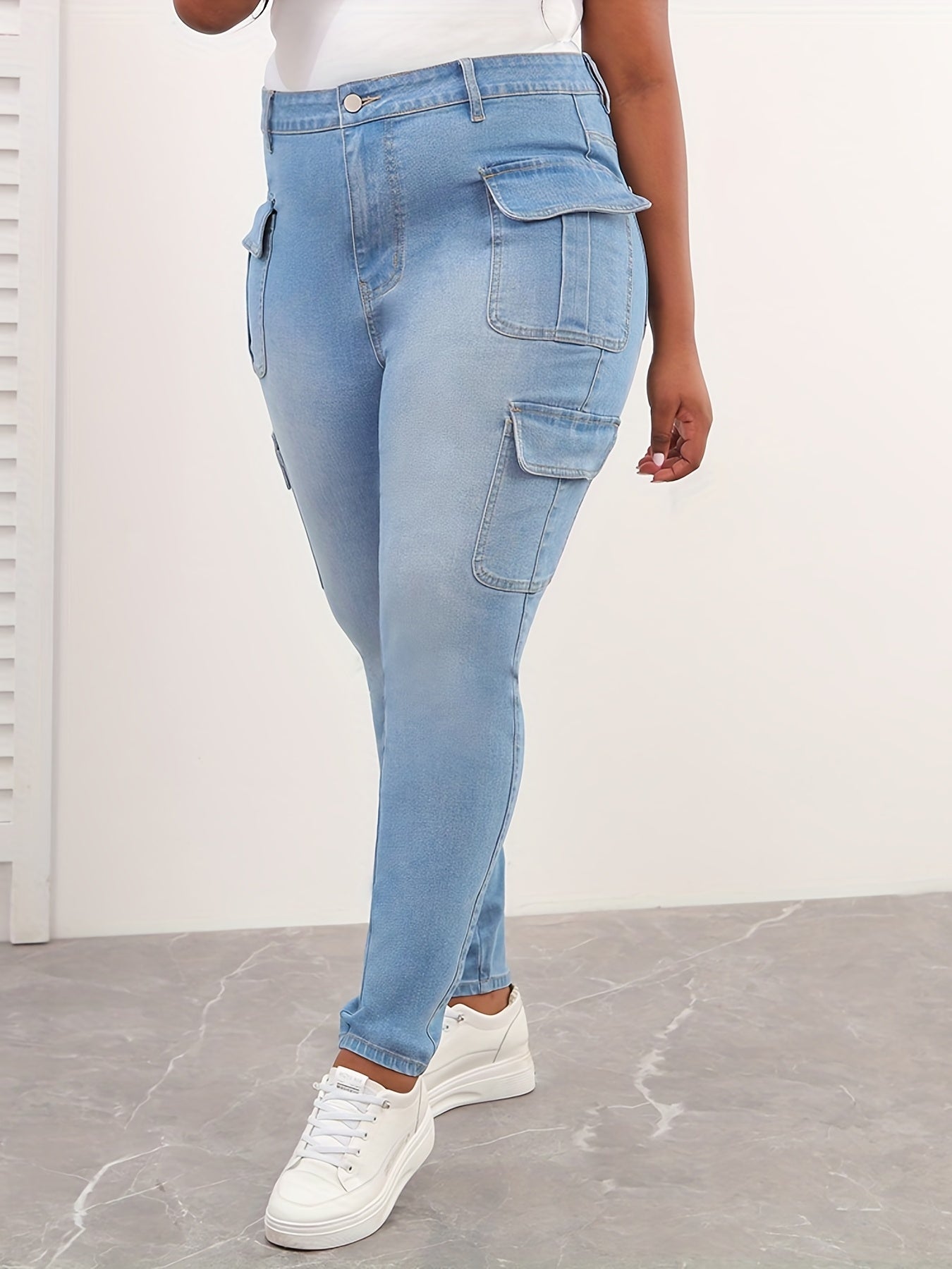High Rise Cargo Skinny Jeans Women's