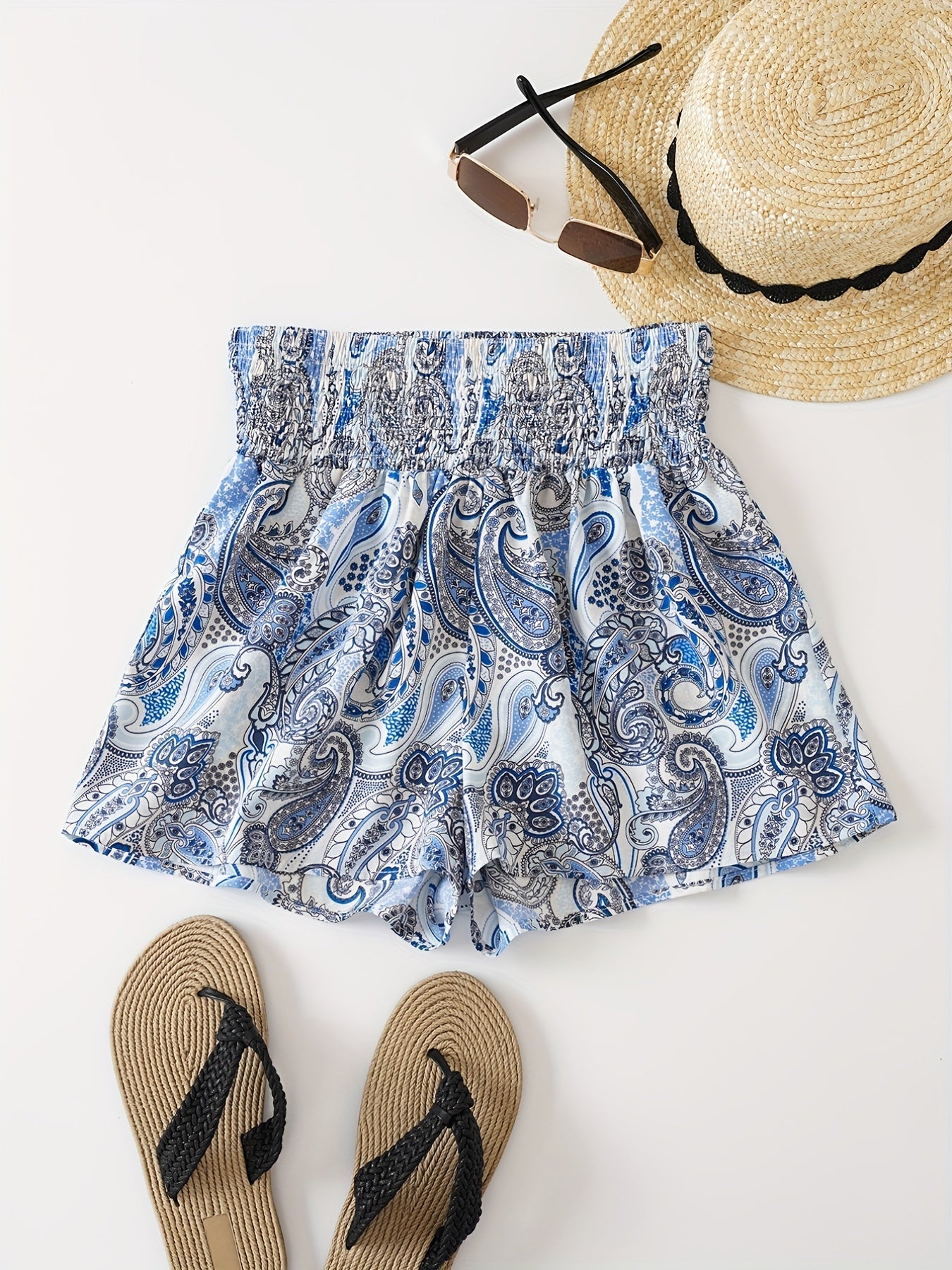 Boho Print High Waist Shorts Casual Women's Clothing
