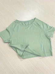 Quick Drying Short Sleeve T shirt Running Sports Yoga Crop Top