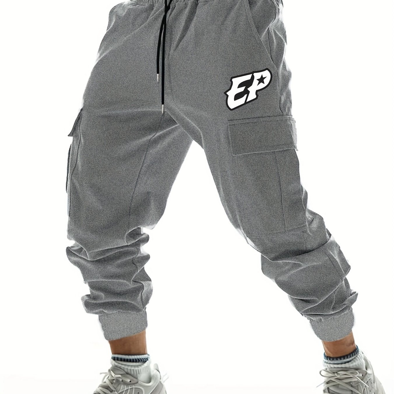 EP Letter Print Casual Cargo Pants Men's Joggers