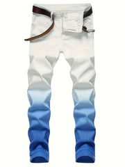Men's Gradient Straight Denim Jeans with Pockets
