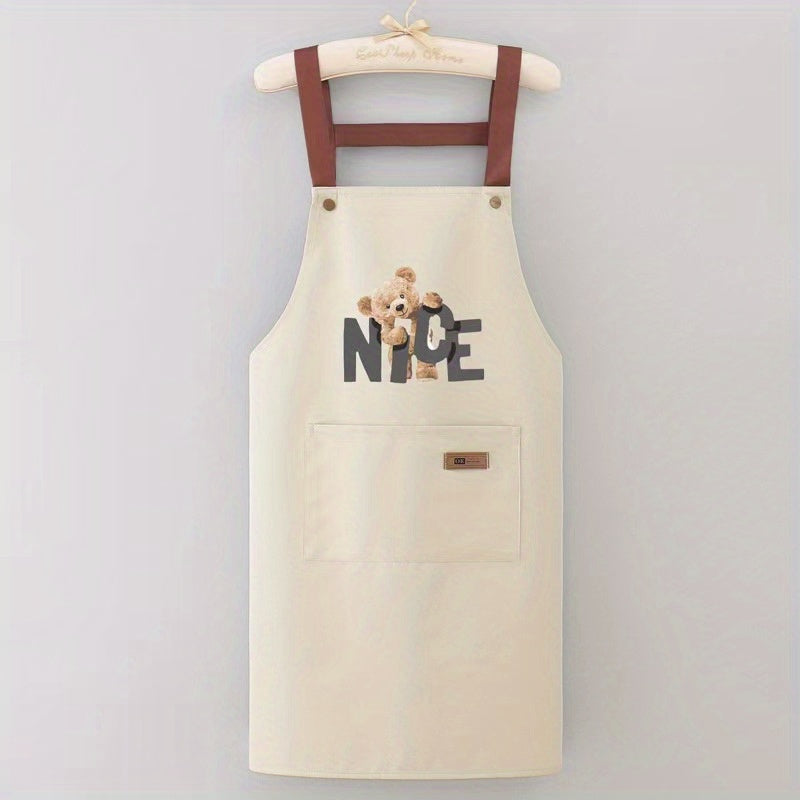 Bear Pattern Kitchen Waterproof Proof Apron Men's And Women's Waist Apron