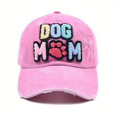 DOG MOM Patch Baseball Cap Washed Distressed Dad Hat