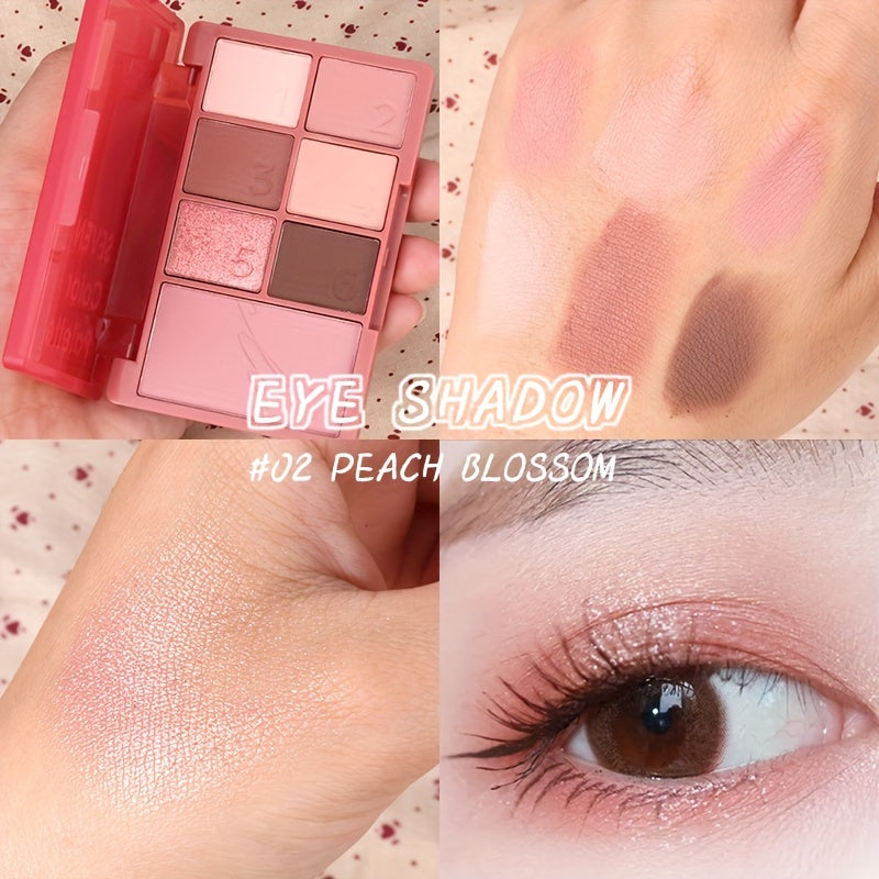 7 Colors Eyeshadow Palette Matte Shimmer Finish Soft Texture Delicate Powder