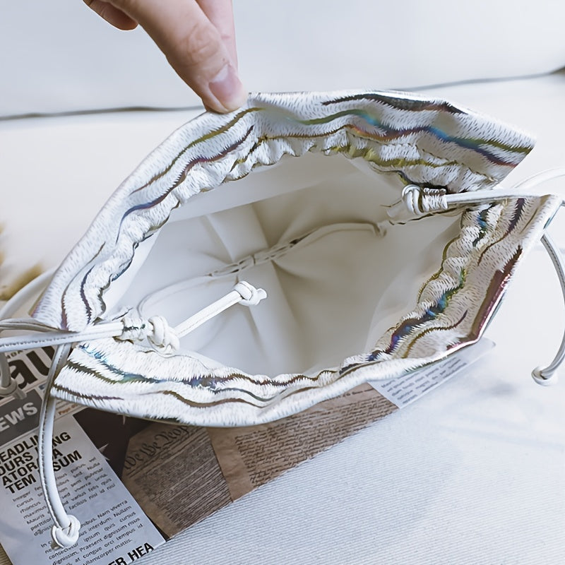 Strip Pattern Bucket Bag Crossbody Purse for Streetwear