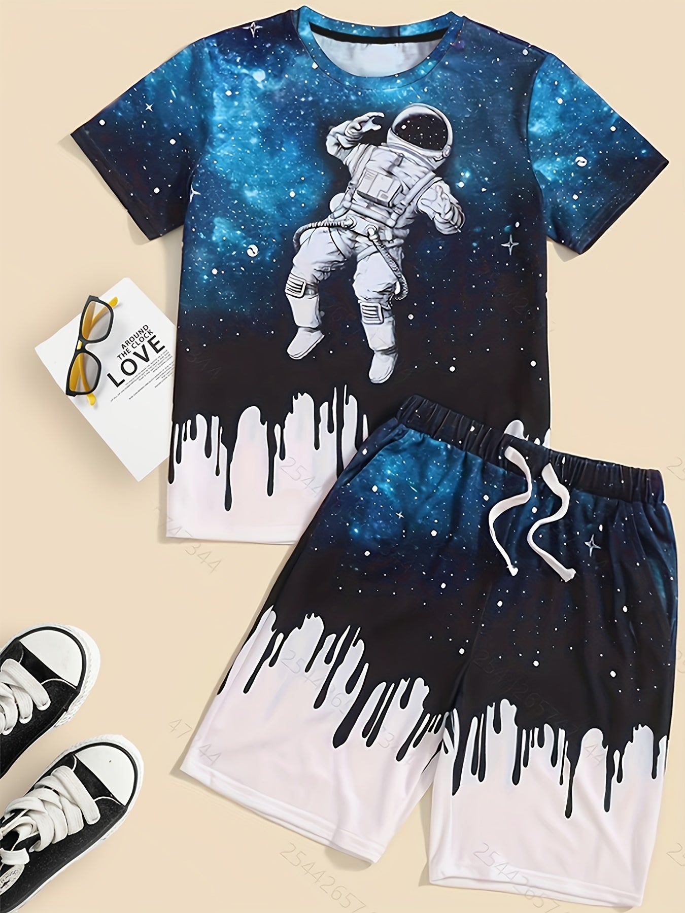 Boys Astronaut Outfit Shorts & T shirt Set Casual Summer Kids Clothes