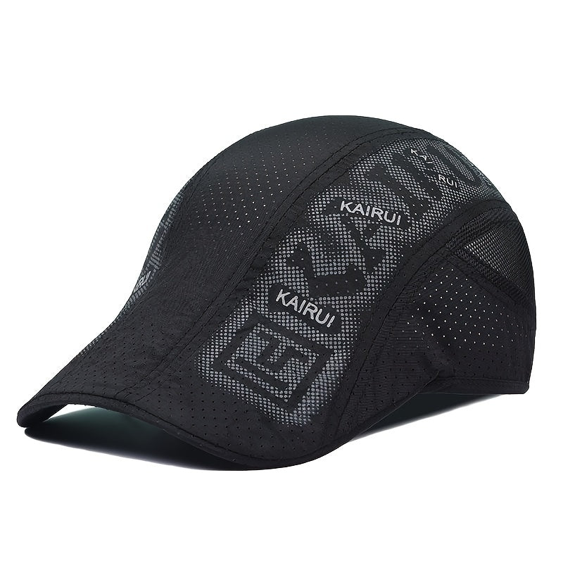 Men's Mesh Printed Forward Hat Thin Mesh Breathable Quick Drying Sunshade Beret