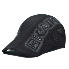 Men's Mesh Printed Forward Hat Thin Mesh Breathable Quick Drying Sunshade Beret